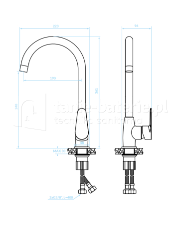 BATERIA zlewozmywakowa stojąca KUCHINOX FRESNO