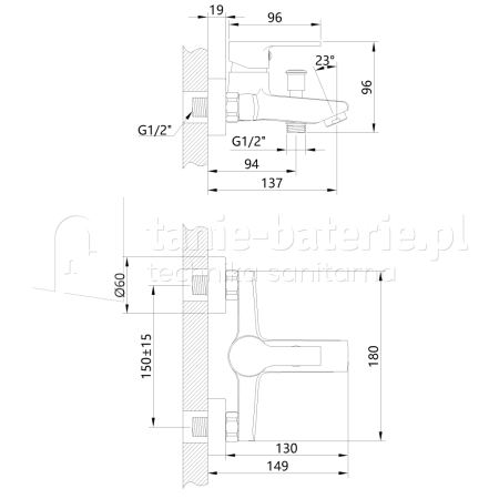 BATERIA BRALOS Invena wannowa chrom
