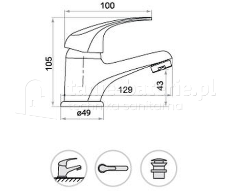 BATERIA umywalkowa stojąca LIRA