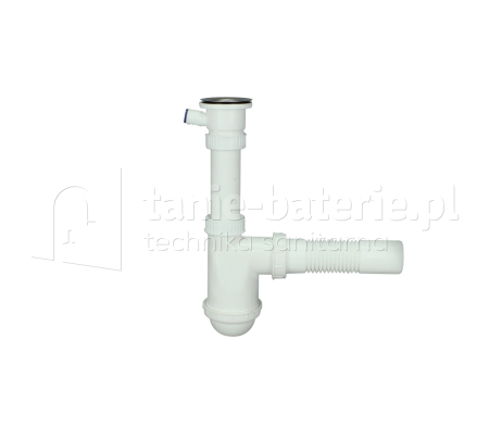 Syfon zlewozmywaka jednokomorowego + przy艂膮cz pralki z sitkiem metalowym