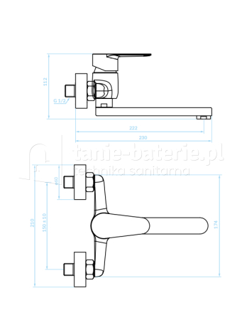 BATERIA umywalkowa ścienna KUCHINOX FRESNO