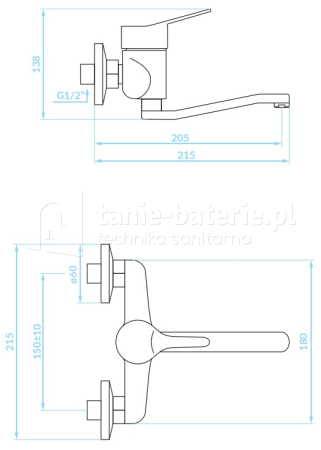 Bateria umywalkowa ścienna TIBI
