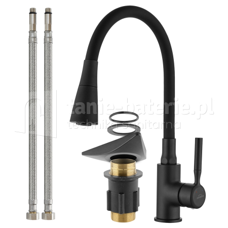BATERIA kuchenna POGO z CZARNĄ ELASTYCZNĄ WYLEWKĄ