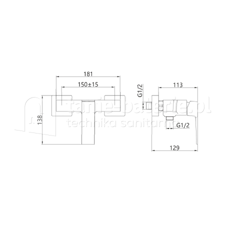 Czarna bateria PAROS TREND INVENA natryskowa prysznicowa