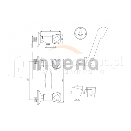 Bateria MODENA natryskowa ścienna