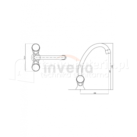 Bateria MODENA umywalkowa stojąca wylewka 15 cm