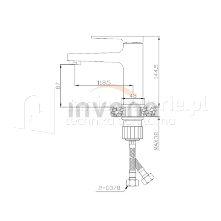 Czarna bateria MIDNIGHT INVENA umywalkowa black/rose gold