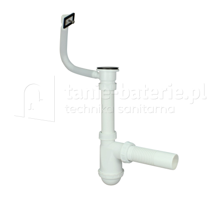 Syfon zlewozmywaka jednokomorowego + przelew z sitkiem metalowym