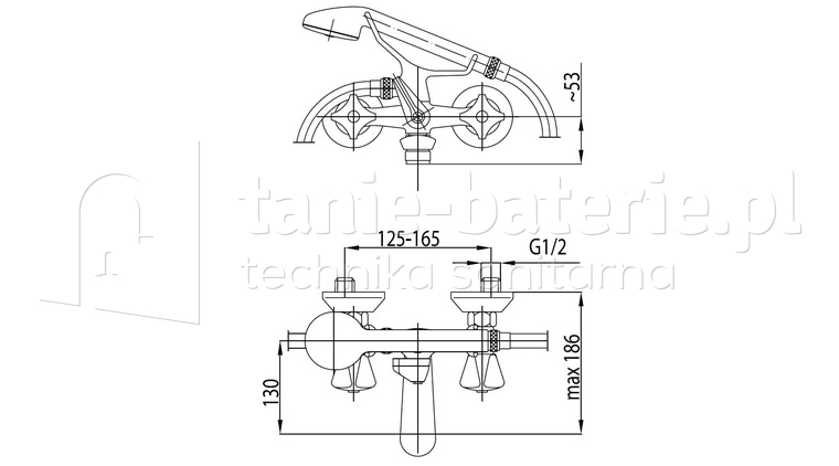 Bateria wannowa STANDARD KFA (rozstaw 145 mm / 14,5 cm) NOWOŚĆ