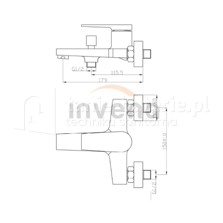 Czarna bateria MIDNIGHT INVENA wannowa black/rose gold