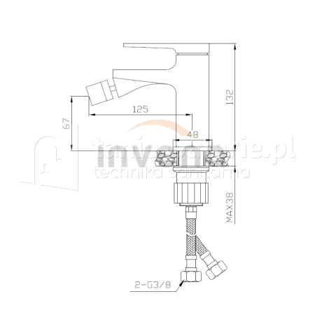 Czarna bateria MIDNIGHT INVENA bidetowa black/rose gold
