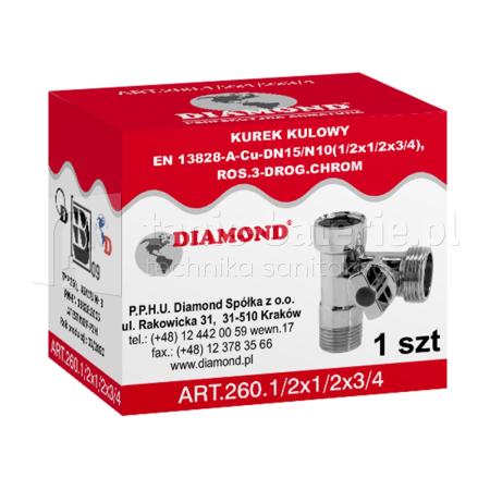 Zaw贸r k膮towy 3-wylotowy 1/2" x 1/2" x 3/4"