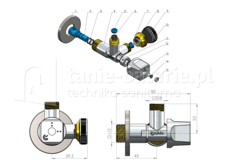 Zaw贸r k膮towy PODW脫JNY 1/2x3/4x3/8 CALIDO MULTI