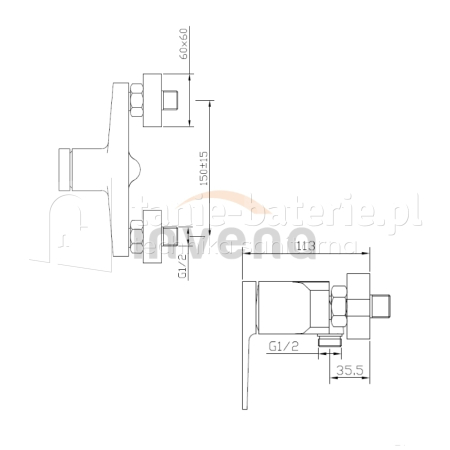 Czarna bateria MIDNIGHT INVENA natryskowa black/rose gold