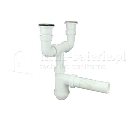 Syfon zlewozmywaka dwukomorowego z sitkiem metalowym