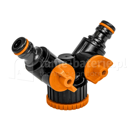 TRÓJNIK Z DWOMA ZAWORAMI do węża ogrodowego 1+3/4