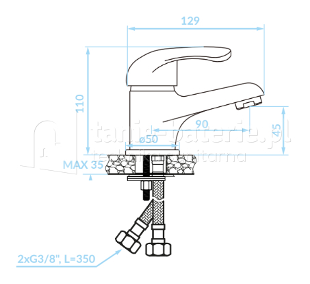 BATERIA umywalkowa stojąca PEDRO