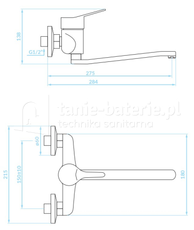Bateria zlewozmywakowa ścienna TIBI