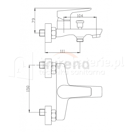 Bateria wannowa DOKOS grafit/chrom