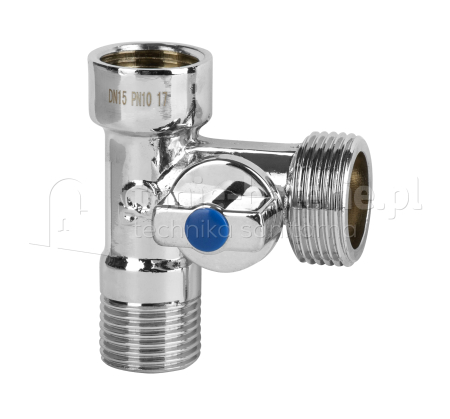 Zawór kątowy 3-wylotowy 1/2" x 1/2" x 3/4"