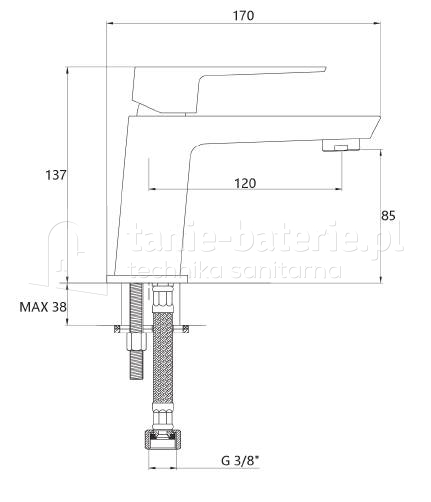 Czarna bateria PAROS TREND INVENA umywalkowa