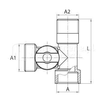 Zaw贸r k膮towy 3-wylotowy 1/2" x 1/2" x 3/4"