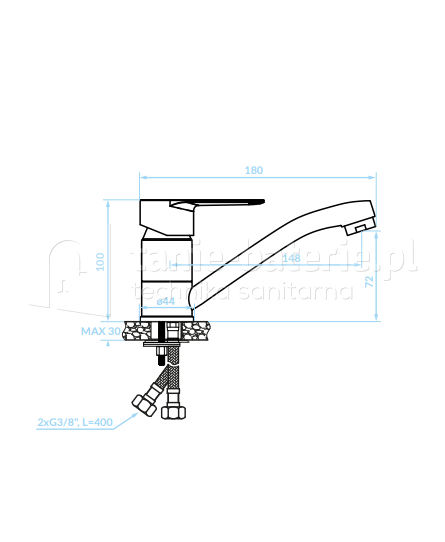 BATERIA umywalkowa z ruchomą wylewką KUCHINOX FRESNO