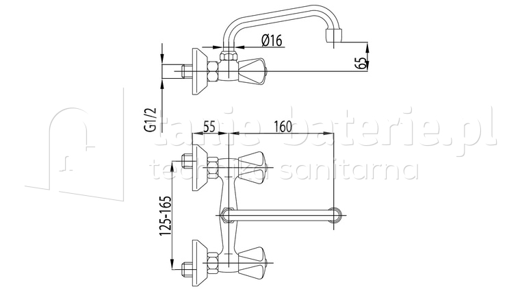 Bateria umywalkowa ścienna STANDARD KFA (rozstaw 145 mm / 14,5 cm) NOWOŚĆ