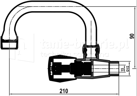 Kran pojedynczy C zawór z ruchomą wylewką bateria